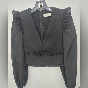 Zimmermann Elegant Cropped Black Ruffled Women's Top Sz 1 NWOT